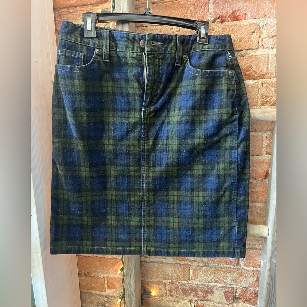 VINTAGE L.L. Bean Plaid Skirt  - Navy and Olive